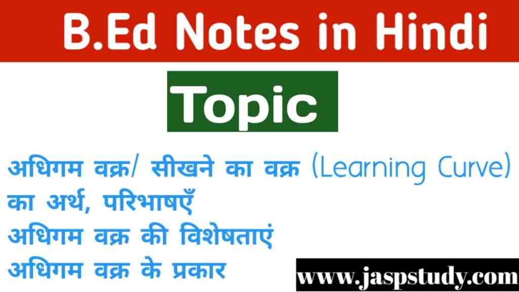 अधिगम वक्र का अर्थ, विशेषताएं और प्रकार|Meaning, Characteristics and Types of Learning Curve in Hindi
